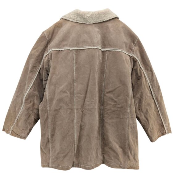 Vtg Wilsons Julian Leather Suede Jacket Mens Tan Sherpa Lined Mid Length Sz 2XL - Picture 2 of 9